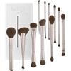 SaDM Shiny Set pennelli make up 11 pezzi doppia punta - Pennelli trucco viso e occhi per fondotinta, cipria, correttore, fard, contour, ombretto - setole sintetiche