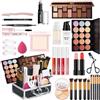 Holzsammlung Kit per il Trucco Completo, Kit Cosmetico per Principianti con Custodia, Set Regalo Trucco Tutto in Uno per Donna, Strumenti da Viaggio Ombretto Correttore Lucidalabbra per ragazze donna
