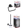 tesa Moon Black Set: portarotolo - portarotolo senza coperchio per bagno e toilette - set con portarotolo e scopino, nero opaco - senza trapano, soluzione adesiva inclusa