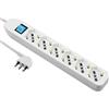 Electraline 62071 Multipresa 6 Posti Polivalenti, Bianco, Taglia Unica