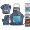 Emily´s Check Cappello da cuoco + grembiule da cucina + guanto da forno per bambini, set da 3 pezzi 1428.2002, Kitchen Rocket, Medium [7-12 anni]