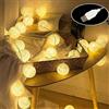 Elinkume Ghirlanda Luminosa Cotone LED,4M 20 Sfere Catena Luci Stringa con USB,Luci Natale Luce Notturna Interno,Lucine LEDS Decorative per Feste,Giardino,Natale,Matrimoni,Stanza,Tenda (Bianco Caldo)