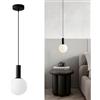 HJXDtech 1-Luce Lampadario Moderno con Globo Vetro 15cm - LED E14 Dimmerabile 3 Colori, Altezza Regolabile - Lampada a Sospensione per Camera Soggiorno Sala da Pranzo (Nero)