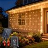 Aigostar Luci a Tenda Solare, 1m × 1m 100LED Luci di Natale da Esterno e Interno, 8 Modalità, IP65 Impermeabile per Gronda, Giardino, Camera da letto (Bianco Caldo)