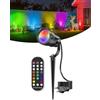 HIBOITEC Natale Illuminazione da Giardino LED RGB con Puntale a Terra + Telecomando, 12W Faretto LED Dimmabile Controllo Cambio Colori con Alimentazione Elettrica, Timer Impermeabile per Giardino
