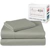 Pizuna Linens Pizuna Set Lenzuola letto singolo Cotone 90x200 cm argento, 400 fili con trama Sateen in 100% Cotone a fiocco lungo Biancheria De Letto con 1 lenzuolo con angoli, 1 lenzuolo sopra, 1 federa