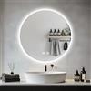 JAMUBOCHE Specchio da bagno LED 60 cm rotondo, luci retroilluminata per doccia e rasatura, montaggio a parete, dimmerabile, 3 colori