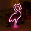T-Tex Srl Lampada Neon LED colorata, Lampada Effetto Neon,luce d'atmosfera, luce per decorazione casa, alimentazione USB o batteria, luce neon decorativa (FLAMINGO)
