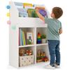 BAKAJI Libreria Per Cameretta Bambini Struttura in Legno Scaffale Con Ripiani Porta Giocattoli Libri e Riviste Design Moderno Arredamento Camera Bimbi Colore Bianco (114 X 72 X 31 CM)