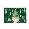 Excelsa Green Winter Zerbino da Ingresso, Gnomo Natalizio su Sfondo Verde con Abeti, 60x40 cm, Fibra di Cocco, Antiscivolo