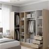Dmora Guardaroba Grande Succiso 90.5x184h cm Marrone Rovere 3 Cassetti 6 Ripiani, Armadio Camera da Letto Appendiabiti