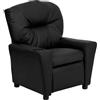 Flash Furniture Chandler LeatherSoft, poltrona reclinabile per bambini con portabicchieri e reclinazione di sicurezza, moderna sedia reclinabile per bambini, supporta fino a 90 lbs., Black
