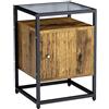 BAKAJI Mobiletto Armadietto Comodino Piano in Vetro Tavolino Divano in Metallo e legno MDF 2 Ripiani Interni Chiusura ad Anta Mobile Arredamento Casa Ufficio Design Moderno Industriale 60 x 40 cm