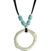 ASTER ALHELÍ Collana Donna Artigianale Argentata con Pietre Turchesi - Collana Lunga Regolabile con Antelina Nera - Accessorio con Significato - Idea Regalo (Argentata)