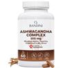 Bandini® Ashwagandha Complex KSM-66® Forte con Rhodiola Rosea, Zinco, Vitamina E e B6 - Withania Somnifera ad Alto Dosaggio - 60 Capsule Vegane - Integratore Naturale