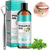 BONK Collutorio all'olio sbiancante, olio per tirare la bocca con olio di menta piperita e cocco Collutorio ayurvedico Collutorio sbiancante per denti naturale 237ml
