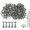 QUARKZMAN 100 Set Rivetti in Pelle 10 x 7mm Elementi Fissaggio Borchie Rivetto a Doppio Cappuccio Metallo 3Pz Montaggio Chicago per Borse Scarpe Pelle Riparazioni, Bronzeo
