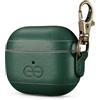 Dreem Om AirPods 3 Custodia in pelle vegana con clip - Compatibile con auricolari wireless Bluetooth Apple per iPhone - Verde