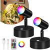Glowlit Set di 2 faretti a batteria, ricaricabili | 5500mAh, Faretti per interni con telecomando, luci per quadro a batteria per parete, RGBW 13 Lampade per piante che cambiano