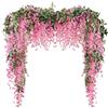 Veryhome Ghirlanda di fiori artificiali di glicine da 20.2 m, finta vite di glicine fiori finti ghirlanda di edera di seta da appendere per decorazioni di nozze, giardino, feste (viola fucsia)