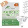 greenandco 10x MR16 GU5.3 | sostituisce 30W | bianco caldo 3000K | IRC 90+ | 5W 400 lm | 38° | senza sfarfallio | COB LED spot | 12V AC/DC | non dimmerabile