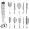 Agatige 11Pcs Stampo gelatina gelatina 3D, gelatina gelatina 3D Strumenti artistici Fiori Foglie Kit decorazione budino torta con ugelli a siringa(M)