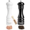 Creative Home Grande Macina Sale e Pepe in Legno | Set 2 Macinini, Bianco e Nero Con Mini Paletta | 18 cm Altezza | Macinino di Faggio | Manuale Meccanismo di Macinazione