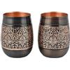 ANCIENTIMPEX Set di 2 bicchieri in rame, motivo floreale, capacità 250 ml, per benefici ayurvedici per la salute (a botte).