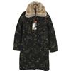 Desigual Donna Cappotto XS Nero Misto Lana Motivo Bordo IN Pelliccia Sintetica
