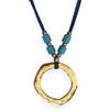 ASTER ALHELÍ Collana Donna Artigianale Dorata con Pietre Turchesi - Collana Lunga Regolabile con Antelina Marrone - Accessorio con Significato - Idea Regalo (Dorata)