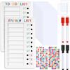 Realure 2 Pezzi To Do List Checklist Board, DIY Chore Chart Memo Board, To Do List Planner Cancellabile Detachable Chores Board con 20 fogli bianchi, 4 pennarelli per lavagna bianca, 4 adesivi