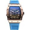 RORIOS Orologio Quarzo da Uomo Orologi da Polso Moda Tonneau Orologi Luminosi Analogico Orologi Casual Sportivo con Calendario Oro Rosa Blu A
