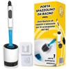 The Inventions Emporium Scopino Bagno WC con Dispenser Sapone Liquido per Pulizia Bagno Profonda Spazzolone Antigoccia Autoportante o Adesivo a Muro con Vaschetta Ventilata 45cm Colore Bianco
