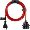 Hoopzi Bala Lampada Decorativa da Appendere, Fissare o Avvolgere | Cavo elettrico in tessuto da 4,5 m, portalampada E27, spina e interruttore, sospensione, colore rosso