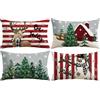 Artscope 4 Pezzi Federe Cuscini di Natale Cuscino Decorativo in Lino Natalizi per la Decorazione Domestica Soggiorno Camera da Letto Divano 30x50cm (Rosso - Popolo di Neve e Cervo)