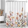 Lerores - Tenda da doccia, 180 x 200 cm, fiori misti, orlo con pesi, antimuffa, idrorepellente, lavabile in poliestere, tende da bagno con 12 occhielli e anelli per tenda da doccia per bagno, vasca da