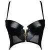 LOVE YOU SEXY Reggiseno a Balconcino da Donna in Pelle Artificiale con Cerniera Aperta Anteriore, Reggiseno Nero, 2B