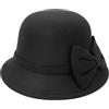 YeeHeen Cappello a cloche in feltro, stile vintage, cappello a secchiello, cappello a bombetta da donna, Nero , Taglia unica