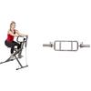 Sunny Health & Fitness Sunny Health and Fitness Row-N-Ride™ PRO Squat Assist Trainer, Rowing Machine w/Digital Monitor + 86 cm Olympic Triceps Bar with Ring Collars, Olympic Weight for Weightlifting and Bodybuilding
