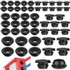 Realure 50 Pezzi Passacavi in Gomma, Flessibile Passacavo in Gomma ID 10mm 12mm 14mm, Impermeabile Elettrico Gomma Passacavi con Foro, Nero Guarnizioni in Gomma, per Proteggere Fili, Spine e Cavi