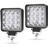 Kraumi Faro da Lavoro, 2 X 48W Piazza Fari Led 12V 24V Fari di Profondità Impermeabile IP67 Luci di Lavoro Fuoristrada per Moto Auto ATV SUV Trattore, 6500K