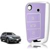 TOOMUME Cover Chiave Silicone, Custodia Chiave Adatto per VW Volkswagen Golf 7 Polo Tiguan Taigo Seat Leon Ibiza Skoda Octavia Superb Fabia, Copri Chiavi Bordo Oro & Argento Texture Pelle