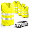autogadget 4X Gilet di Sicurezza Auto 2026 Giallo ISO20471 - Gilet Riflettenti Alta visibilità per Auto, Camion e Veicoli - Accessorio Obbligatorio Emergenze Stradali