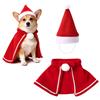 Qzakce Costume Natalizio per Animali Domestici Regolabile Cappello e Mantello di Natale Rosso Natalizio Vestito Carnevale Decorazione Regalo di Natale per Taglia Piccola Gatto Cane