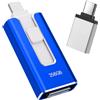LIDOUYA Chiavetta USB per iphone 256GB, [MFi Certificata] Unità Flash USB 4 in 1 per iphone/Android/PC, USB 3.0, Trasferimento Ultra Veloce 【Senza App】Espandi Memoria, Blu