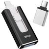LIDOUYA Chiavetta USB per iphone 256GB, [MFi Certificata] Unità Flash USB 4 in 1 per iphone/Android/PC, USB 3.0, Trasferimento Ultra Veloce 【Senza App】Espandi Memoria, Nero