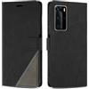 SONWO Custodia protettiva per Huawei P40 Pro/P40 Pro Plus, in pelle sintetica, portafoglio in silicone, con patta, nero