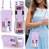 SailorTech per iPhone 11 Custodia per telefono Supporto ad anello con portacarte per donne, iPhone 11 Custodia a tracolla Portafoglio con cerniera per carta di credito-Viola