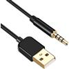 AGPTEK 3.5mm USB jack, Adattatore di alimentazione jack 3.5, Carica e Trasferimento Dati Cavo per Lettori MP3, Registratori iPod su Computer, non funziona con telefono, 80MM, Nero.