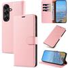 KKEIKO Cover per Samsung Galaxy S25 Plus, Antiurto Custodia in PU Pelle con Blocco RFID, Magnetico Protettiva Cover per Samsung S25 Plus, Rosa